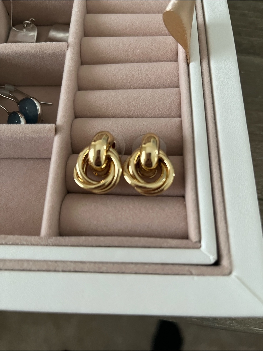 Gold Double-Ring Drop Earrings - Women Jewelry